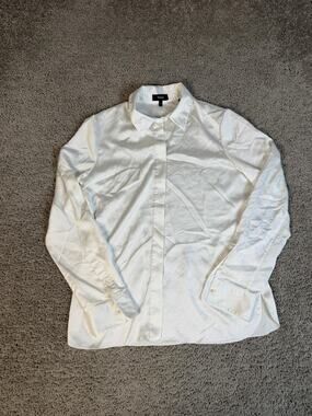 Theory White Silk Button-Down Blouse